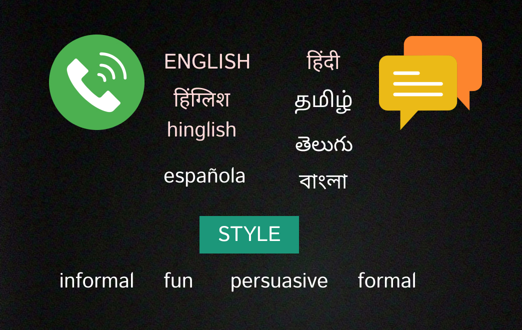 Select AI use case languages & styles